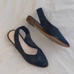 Navy sling back flats size 8